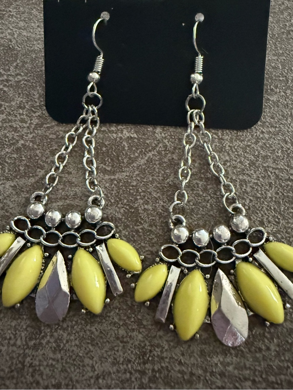 Yellow Drop Chandelier Earrings with Silver Accents